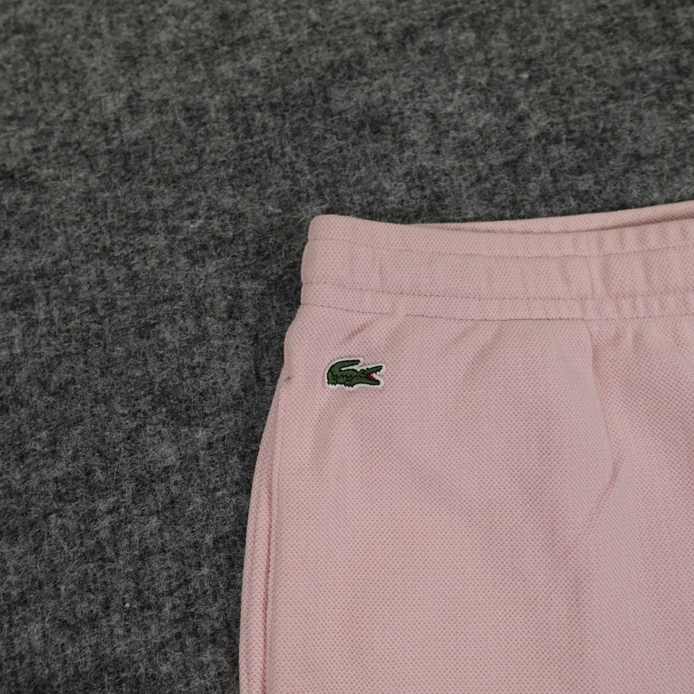 Lacoste Sport Croc Embroidery Shorts Mens XXL‎ Pink Cotton Blend Drawstring
